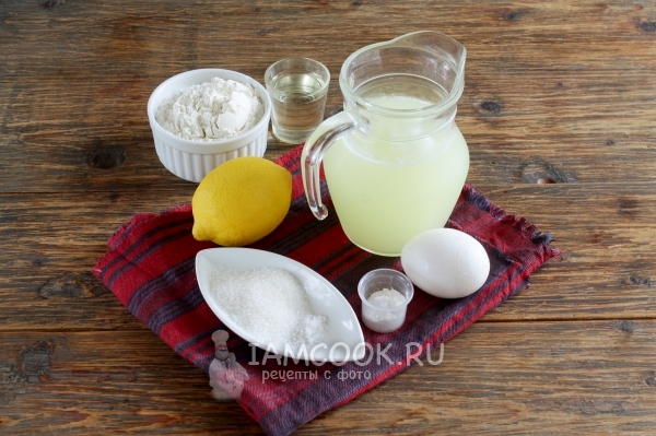 Ингредиенты для толстых (пышных) блинов с дырочками на сыворотке