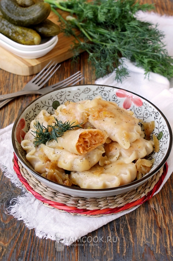 Фото постных вареников с капустой