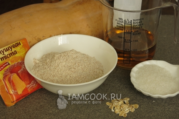 Ингредиенты для печенья из тыквы и овсяных хлопьев