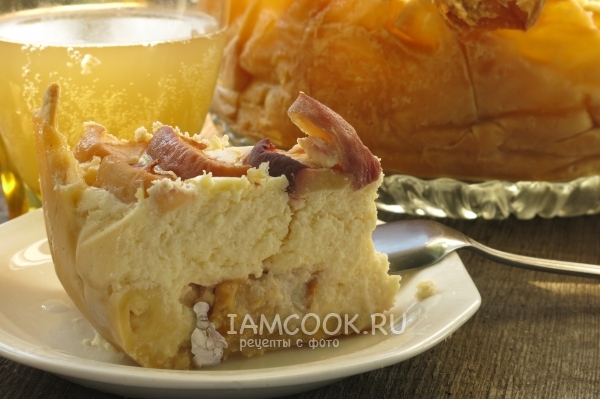 Рецепт творожного пирога с фруктами на слоеном тесте