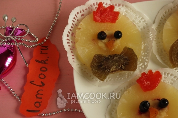 Рецепт десертного ананасового кольца «Цыплёнок»