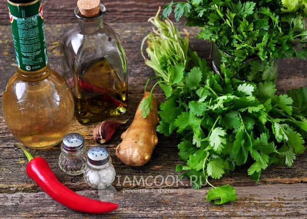 Ингредиенты для песто из кинзы