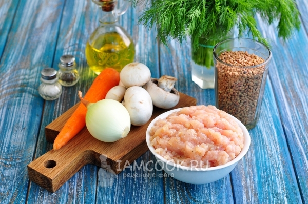 Ингредиенты для гречки с фаршем в духовке