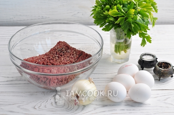 Ингредиенты для яиц в фарше а-ля по-шотландски