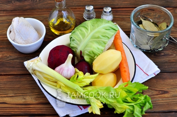 Ингредиенты для борща с курицей
