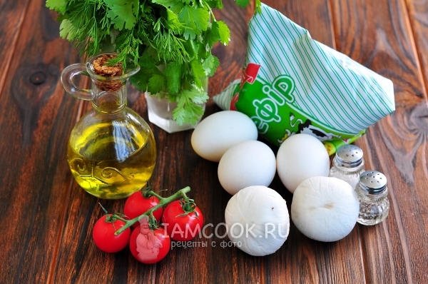 Ингредиенты для омлета на кефире на сковороде