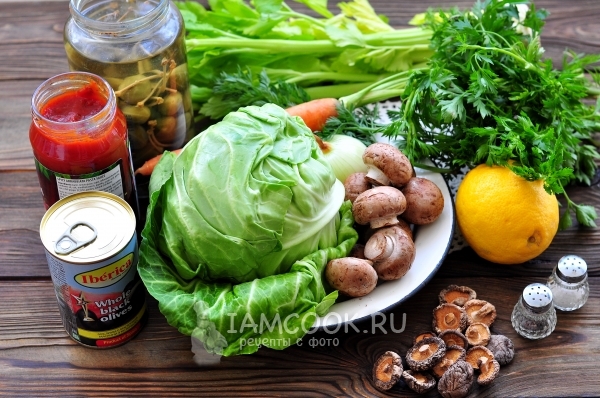 Ингредиенты для постной солянки из свежей капусты