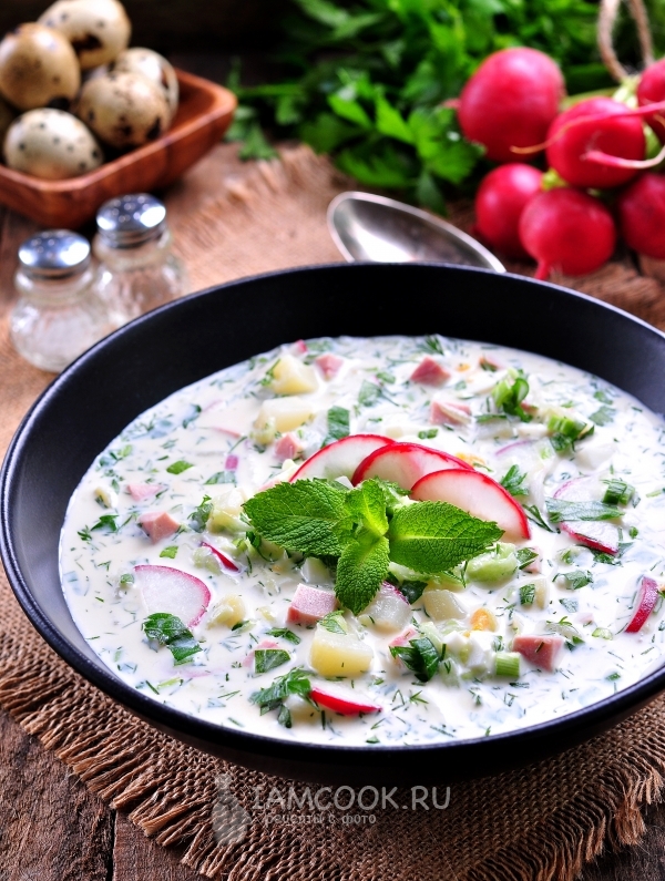 Фото окрошки на минералке с майонезом