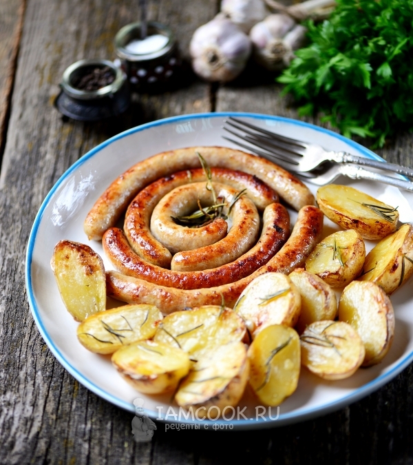 Рецепт картошки с колбасой в духовке