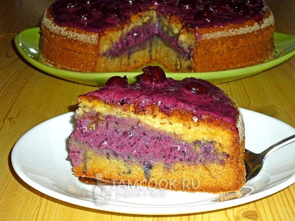 Фото торта «Стаканник» с черничным кремом
