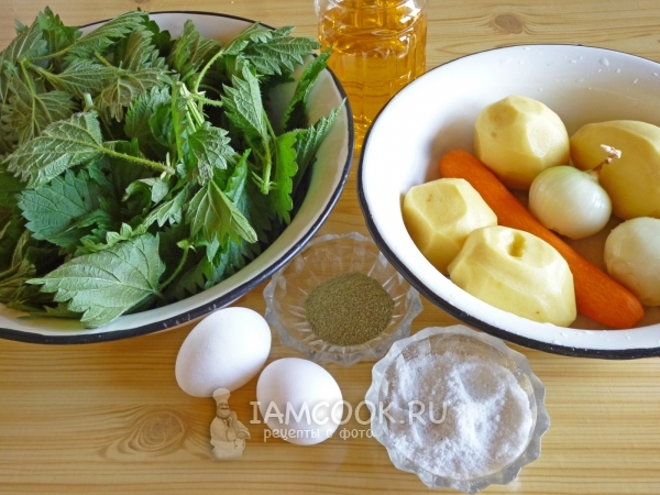 Ингредиенты для весеннего супа с молодой крапивой