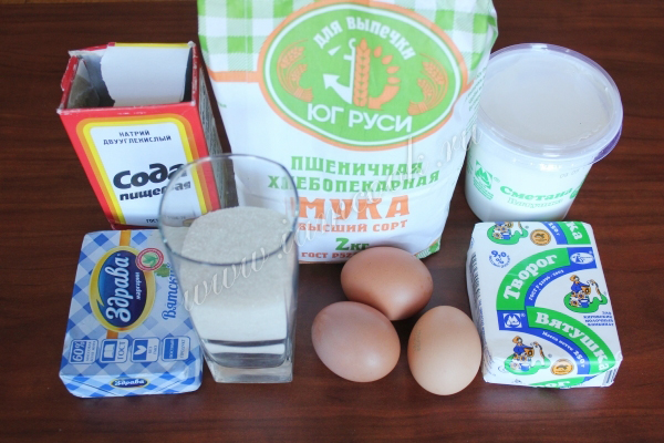 Ингредиенты для сочни с творогом из песочного теста