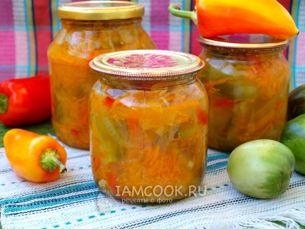 Рецепт салата из зелёных помидоров на зиму