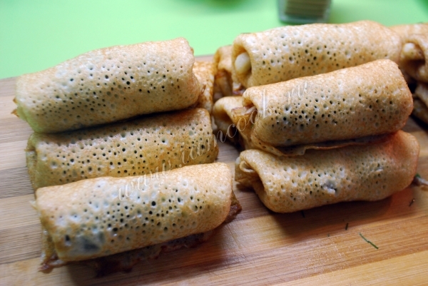 Блины фаршированные грибами