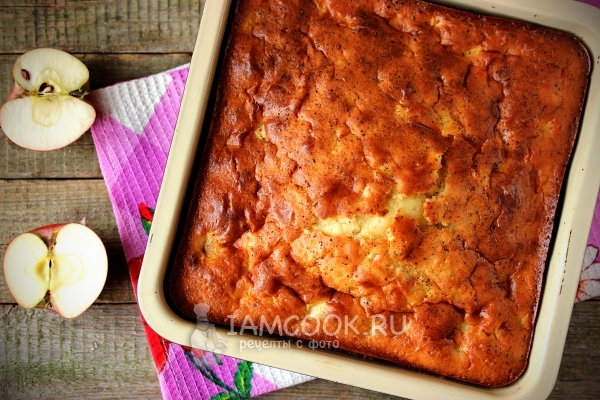 Рецепт пирога на кефире с яблоками