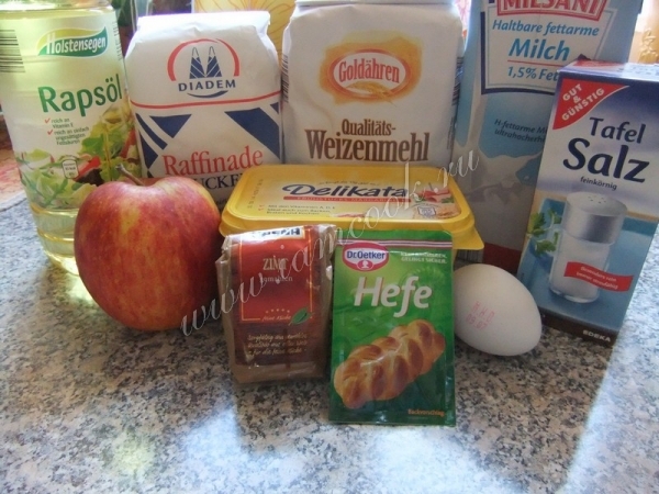 Ингредиенты для яблочного пирога на дрожжах