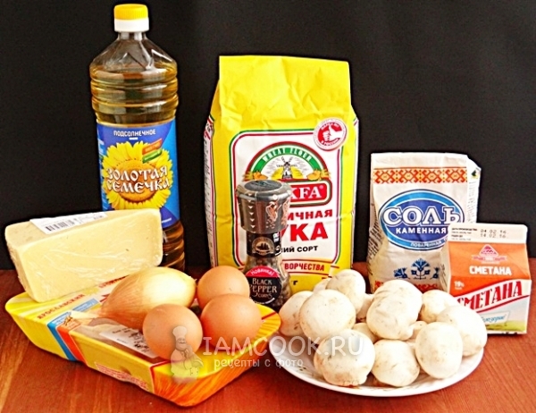 Ингредиенты для куриных котлет с сыром и грибами