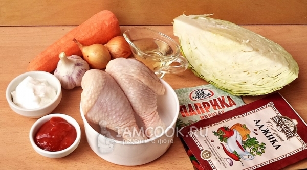 Ингредиенты для куриных голеней, тушеных с капустой