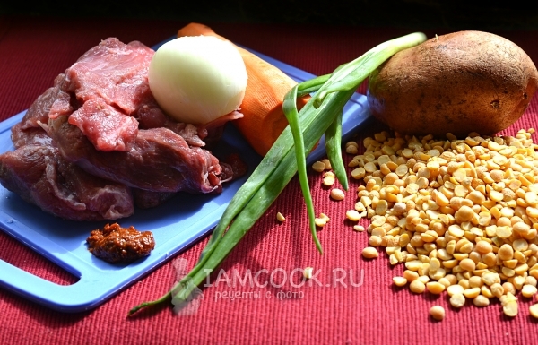 Ингредиенты для горохового супа с говядиной