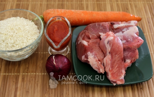 Ингредиенты для свинины с рисом