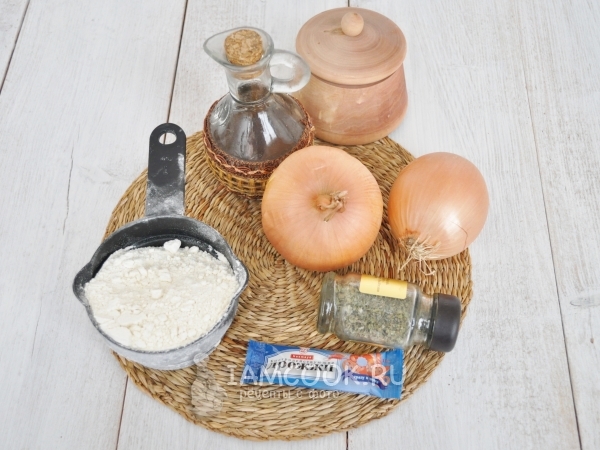 Ингредиенты для фокаччи с луком