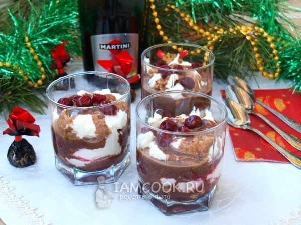 Фото творожного десерта с вишней