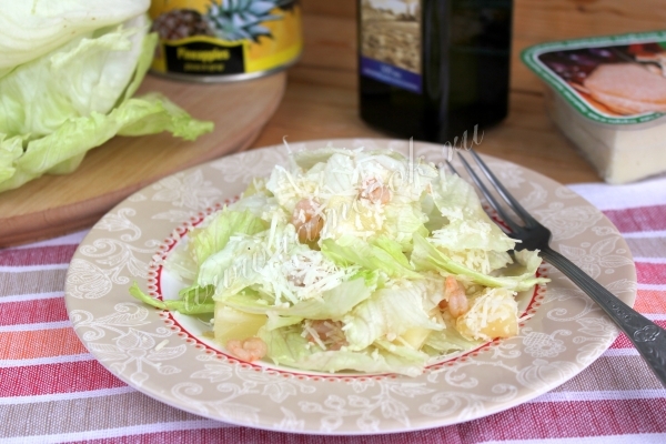 Рецепт салата с креветками и ананасами