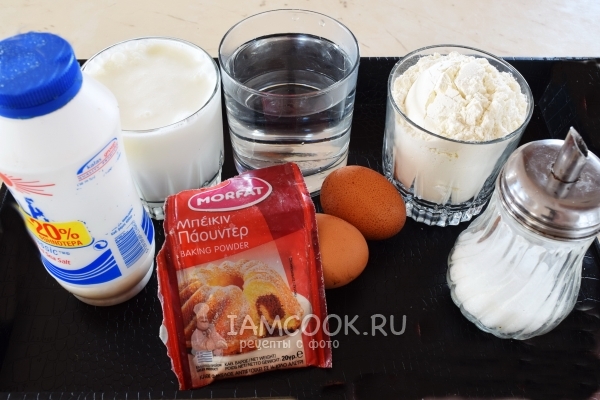 Ингредиенты для тонких блинов на кефире, с дырочками