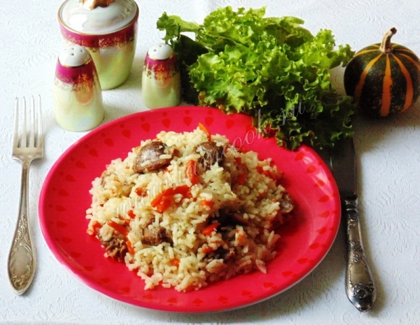 Плов диетический с куриными желудочками, фото-рецепт