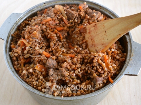 Готовая гречка с говядиной