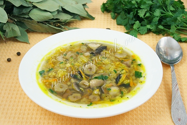 Рецепт супа из чечевицы и грибов