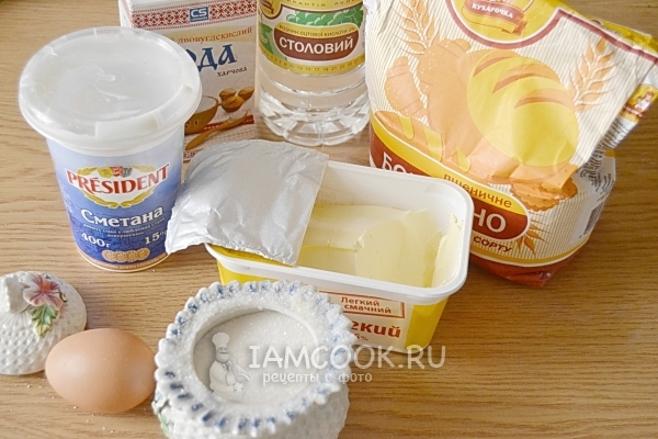 Ингредиенты для полупесочного теста для печенья