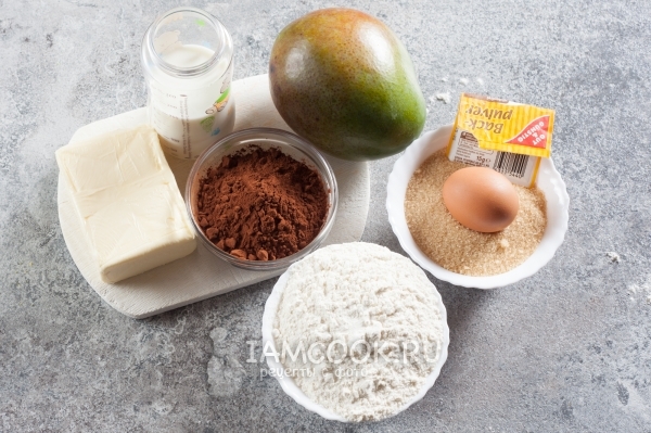 Ингредиенты для шоколадного пирога с манго