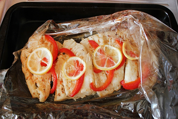 Филе камбалы запеченное в пакете для запекания