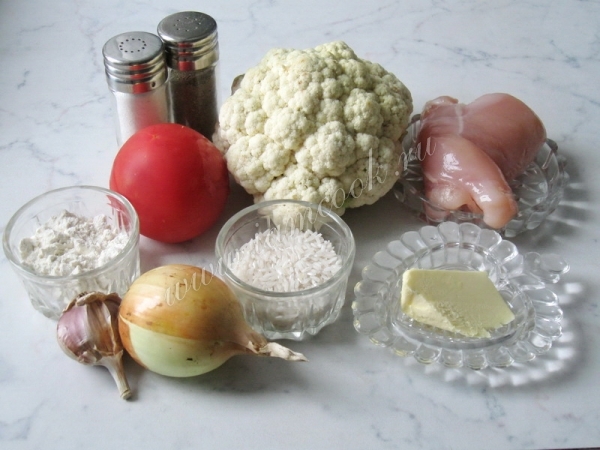 Ингредиенты для ленивых голубцов из цветной капусты