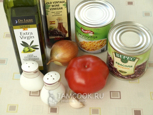 Ингредиенты для салата с фасолью и кукурузой
