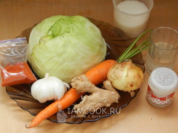 Ингредиенты для капусты по-корейски на зиму