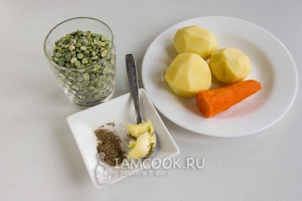 Ингредиенты для бархатного горохового супа