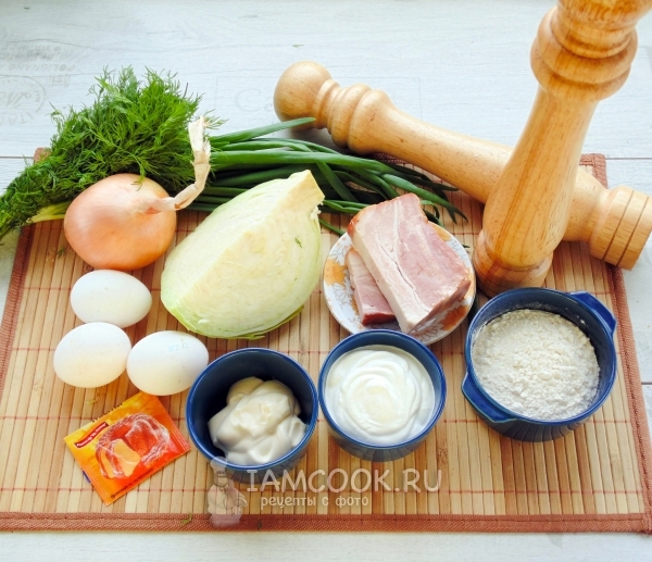 Ингредиенты для быстрого пирога с капустой