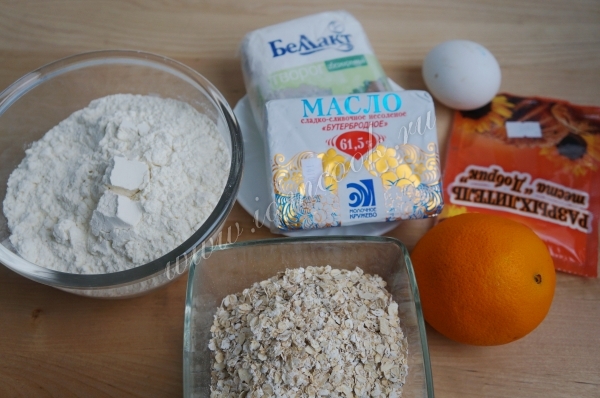 Ингредиенты для творожного печенья с хлопьями