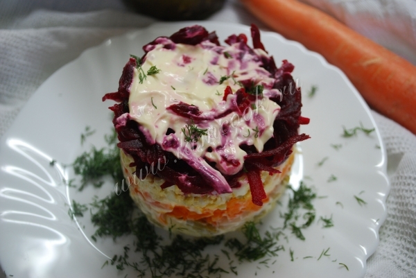 Рецепт салата под шубой с огурцом