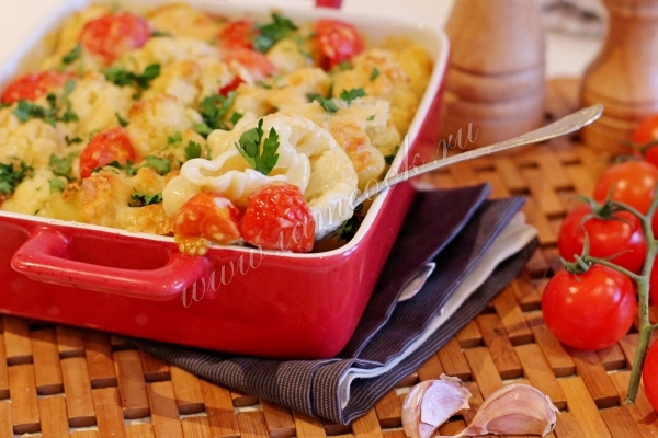 Рецепт запеканки из цветной капусты с макаронами