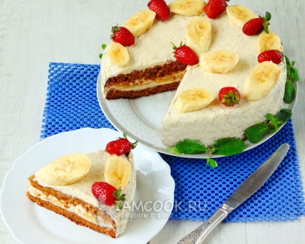Готовый банановый торт