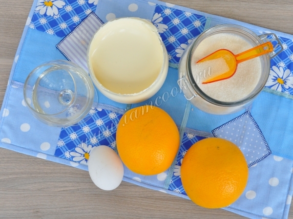 Ингредиенты для апельсинового мороженого с мартини