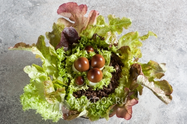 Рецепт салата «Лесная полянка» с шампиньонами