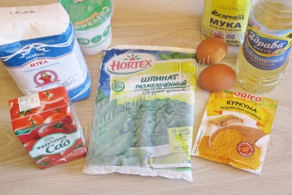 Ингредиенты для цветных пельменей