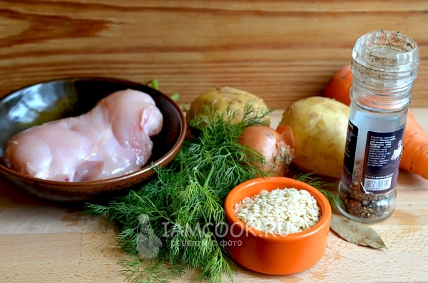 Ингредиенты для супа из куриной грудки