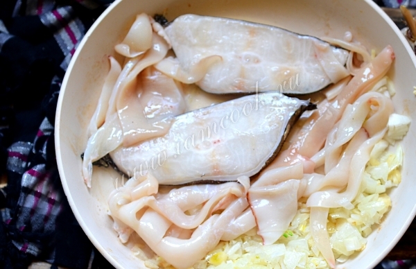 Рыба и кальмар