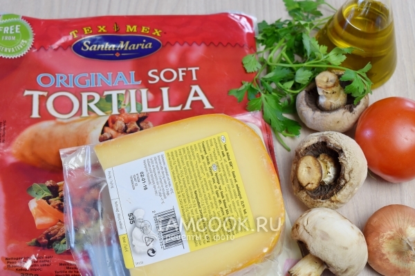Ингредиенты для кесадильи с грибами