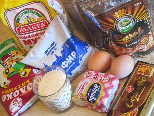 Ингредиенты для торта Зебра в млуьтиварке